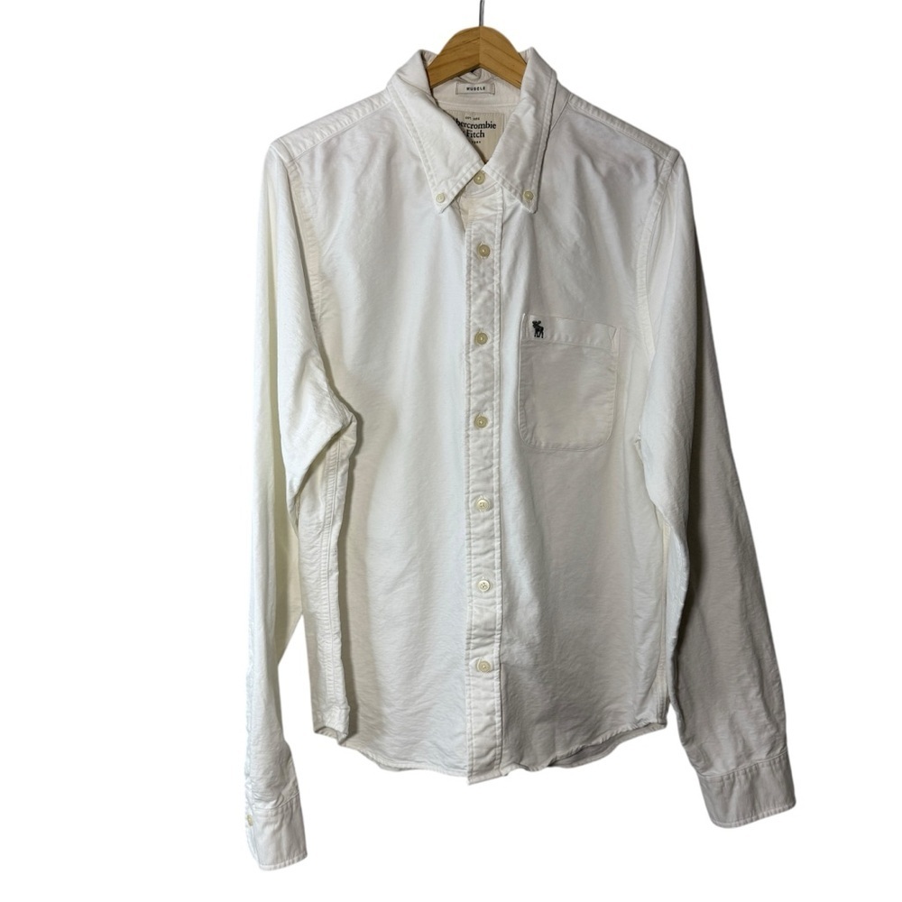 Abercrombie & Fitch White Button Up Shirt Size XXL 100% Cotton